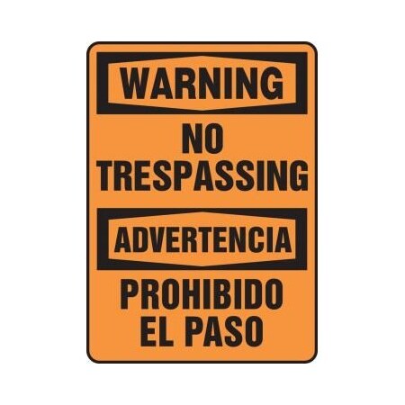 BILINGUAL OSHA WARNING Safety Sign NO SBMATR302XL